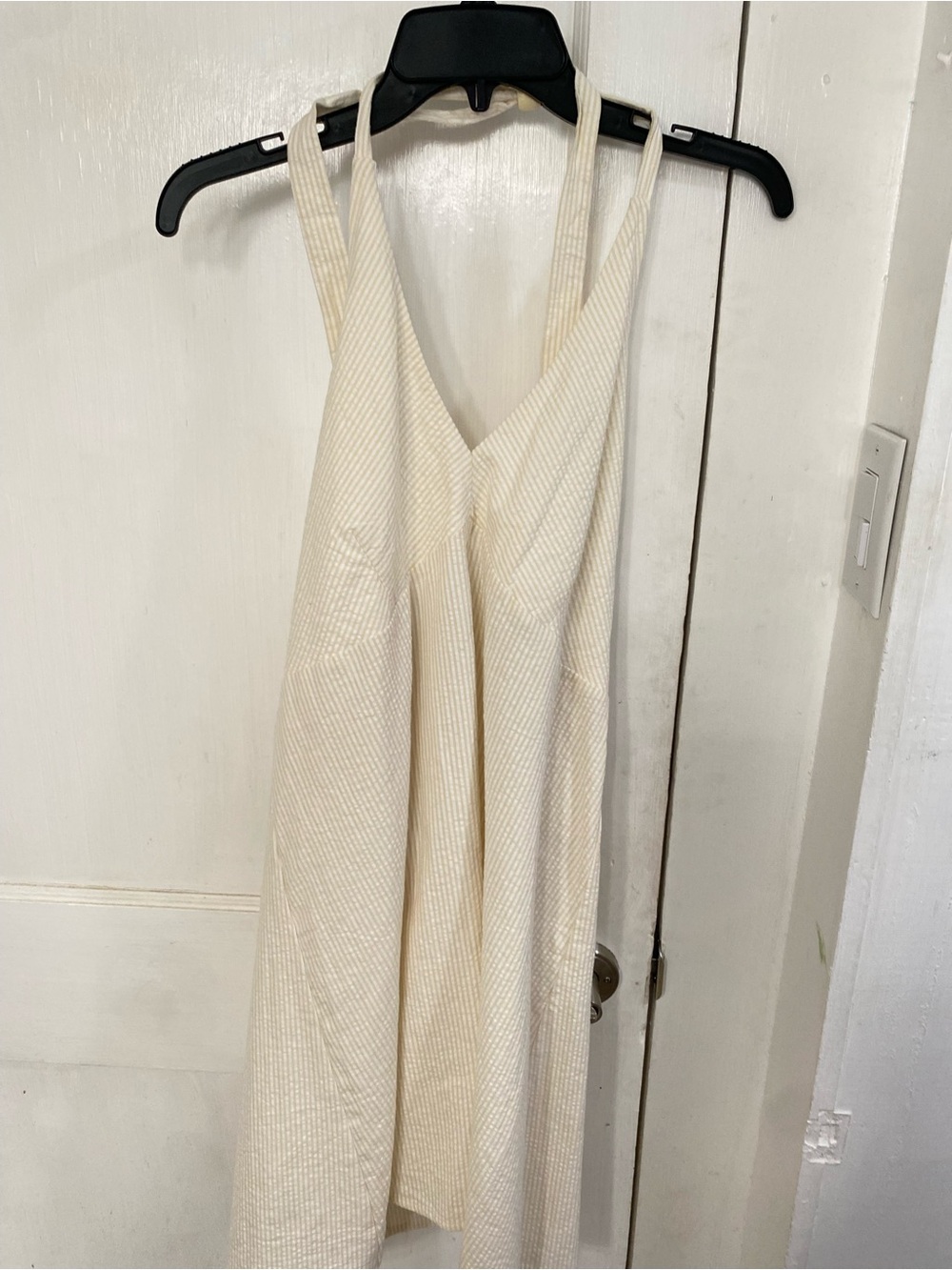 Wild Fable Cream Textured Stripes Halter Midi Dress